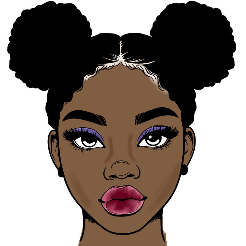 realistic black woman with two buns