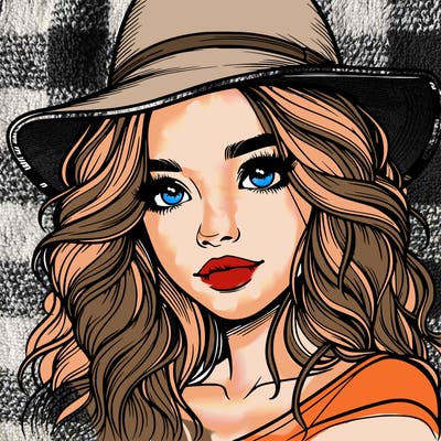 realistic girl with hat