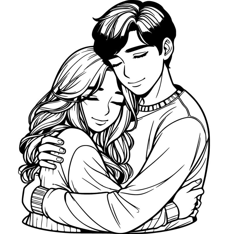 couple hugging realistic