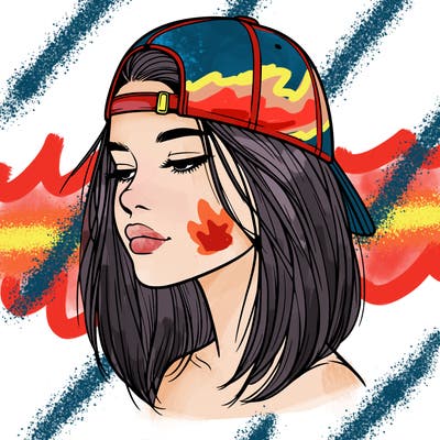 realistic  girl with a backwards hat