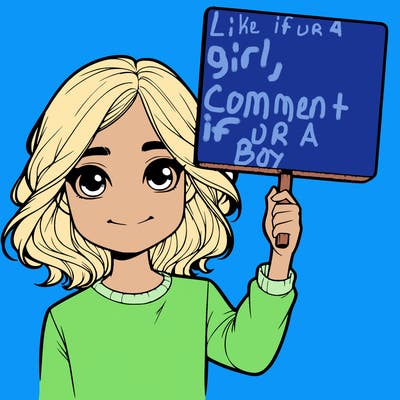 realistic girl holding up a sign