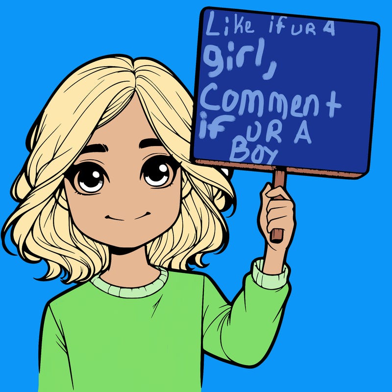 realistic girl holding up a sign