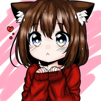 shy anime catgirl