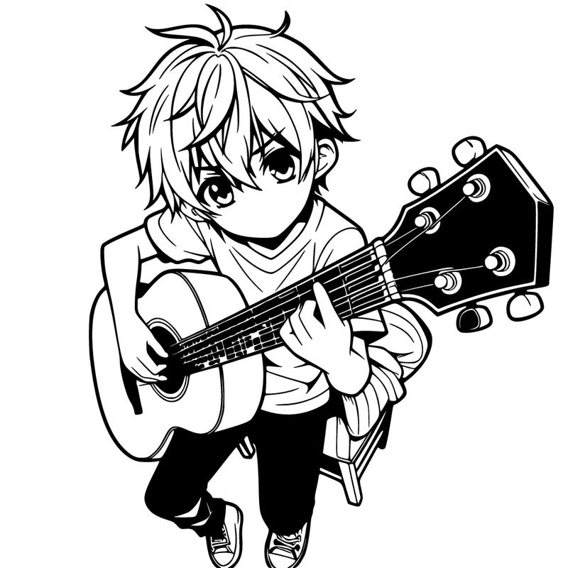 anime boy with guitar