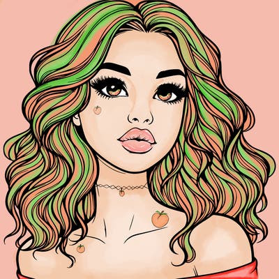 realistic girl with wavy hair and lips