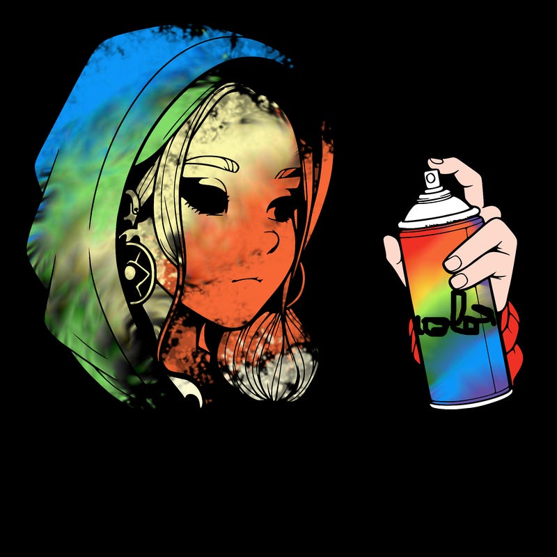 a realistic girl, spray painting