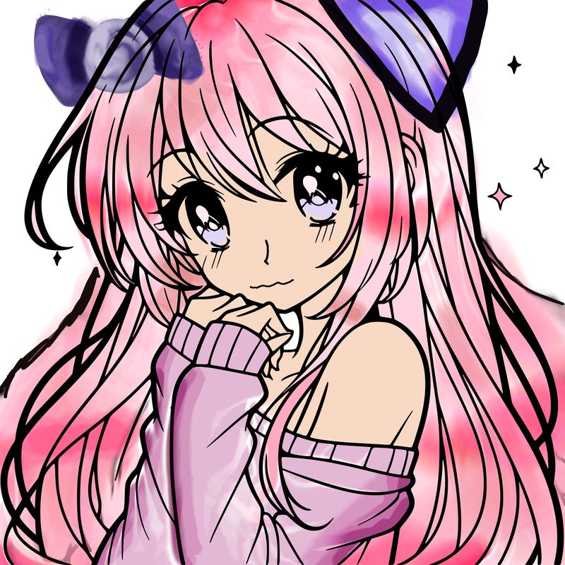 pretty anime girl with long hair