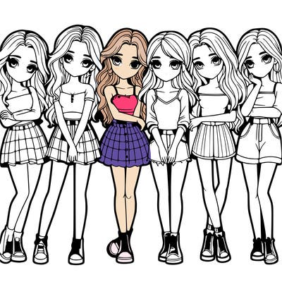 a group of girls realistic