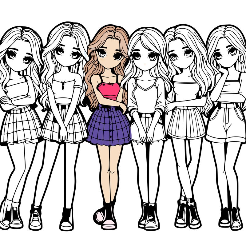 a group of girls realistic