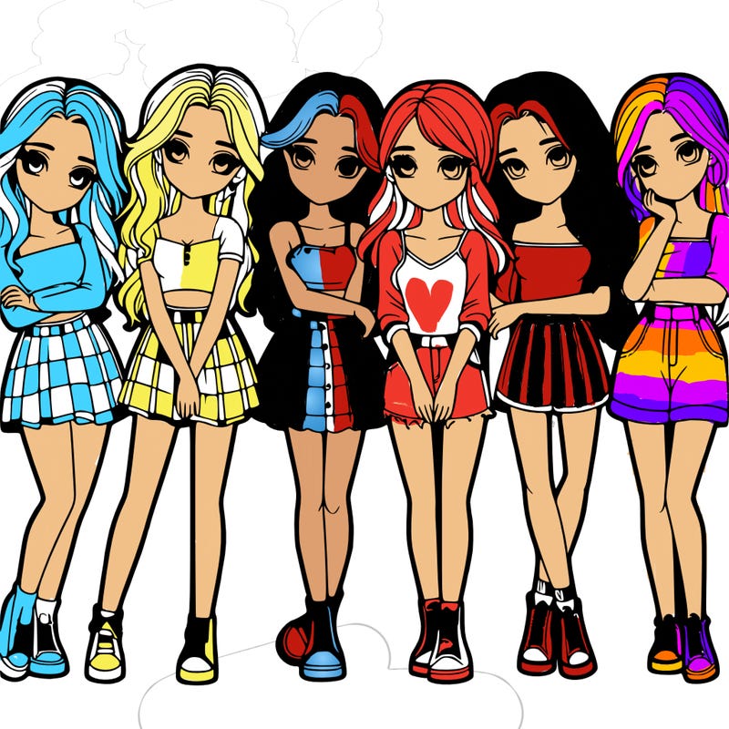 a group of girls realistic