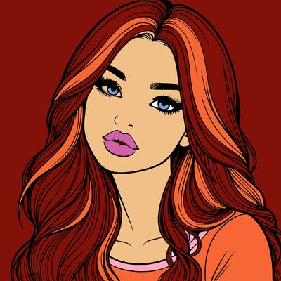 realistic girl with hair on her hair and lips