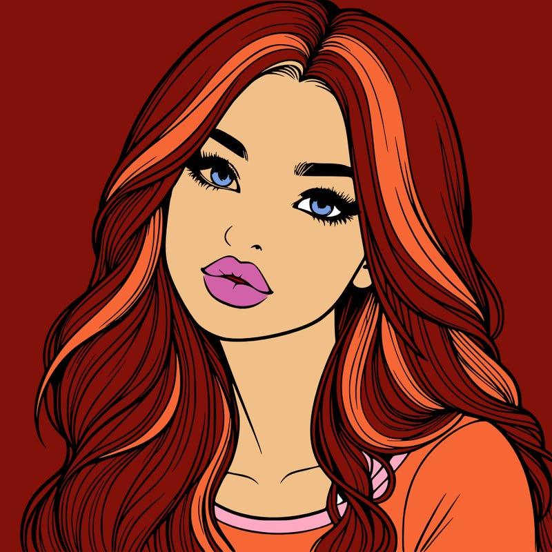 realistic girl with hair on her hair and lips