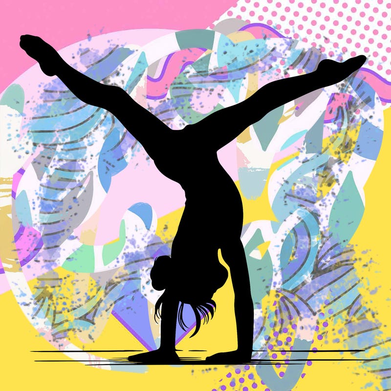 realistic gymnastic hand stand girl in four splits