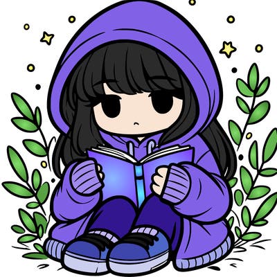 girl in oversized hoodie reading a book