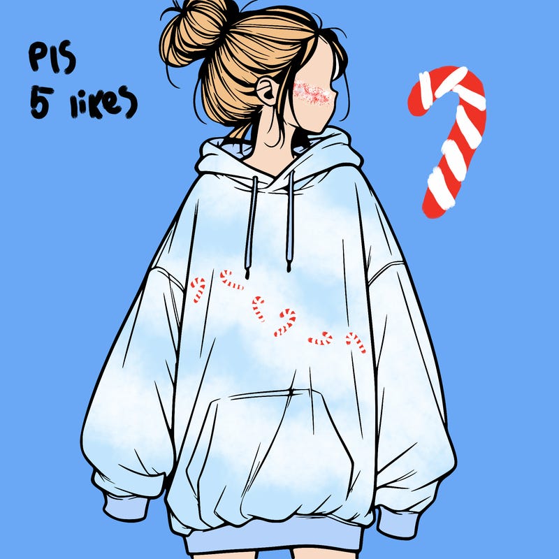 realistic girl with a oversized sweatshirt on and a bun