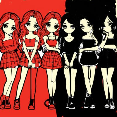a group of girls realistic