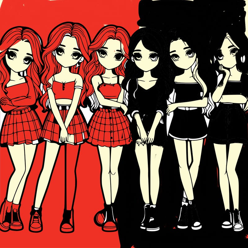 a group of girls realistic