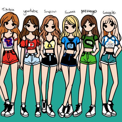 a group of girls wearing crop tops and shorts