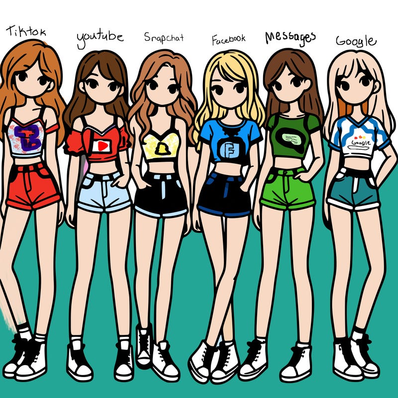 a group of girls wearing crop tops and shorts