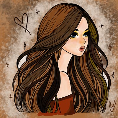 realistic girl with long realistic hair