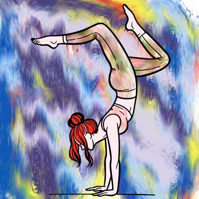 a woman doing a handstand