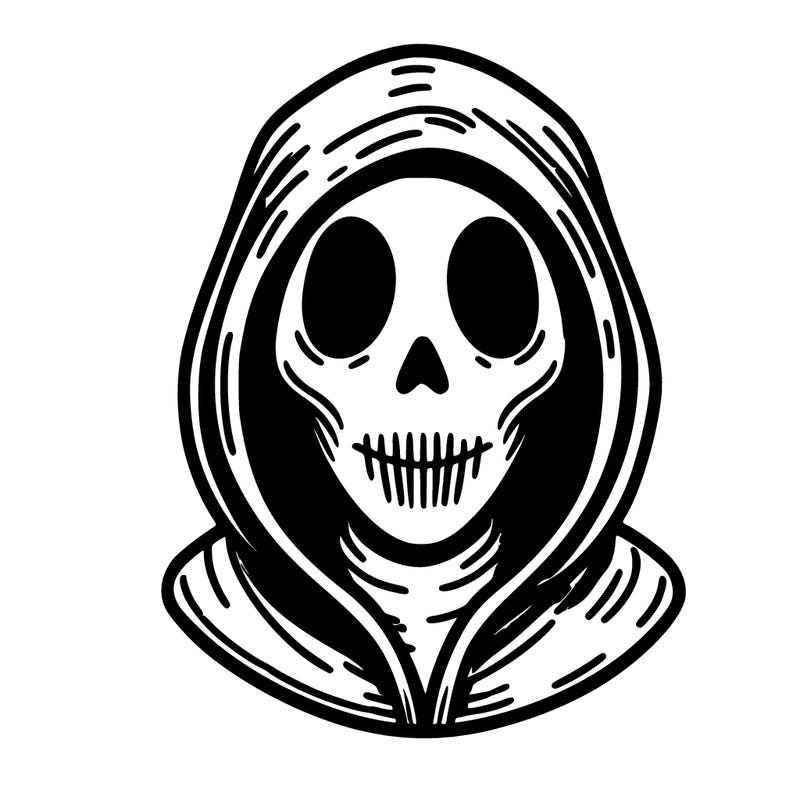 creepy person with face covered in a hood