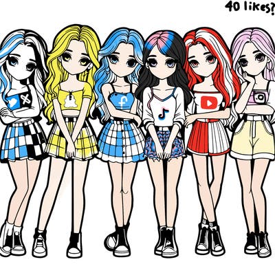 a group of girls realistic