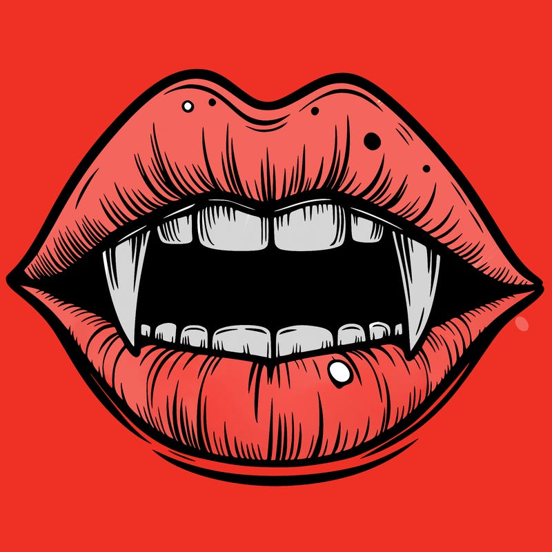 lips with vampire teeth