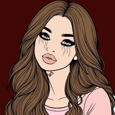 realistic girl with hair on her hair and lips