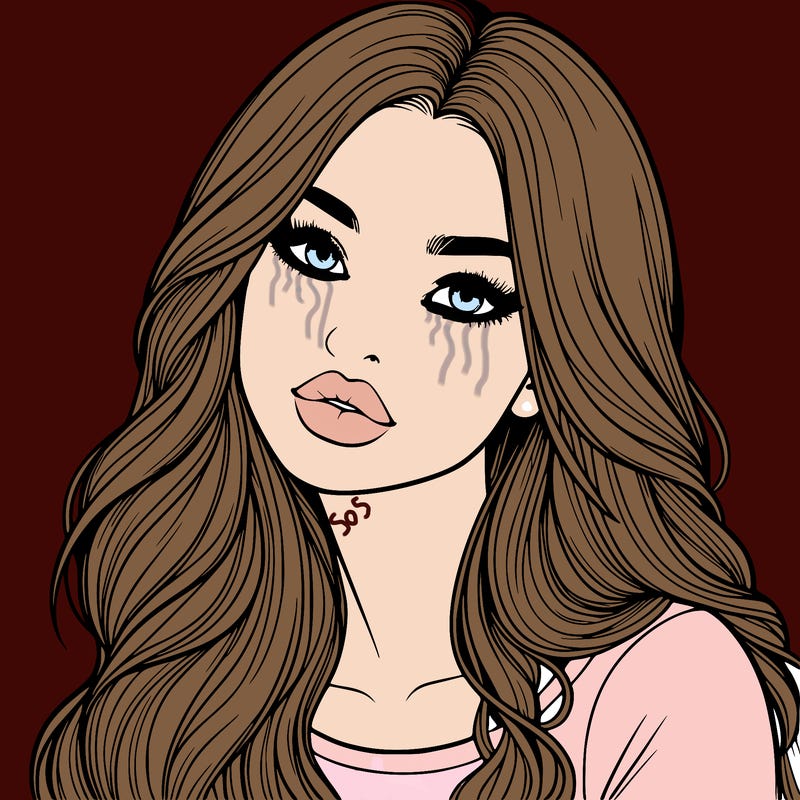 realistic girl with hair on her hair and lips