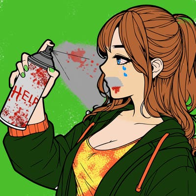 a realistic girl spray, painting