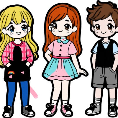 three girls and 1 boy