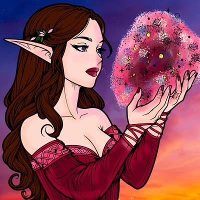 realistic elf girl doing magic