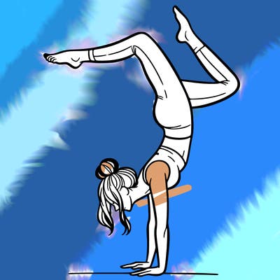 a woman doing a handstand