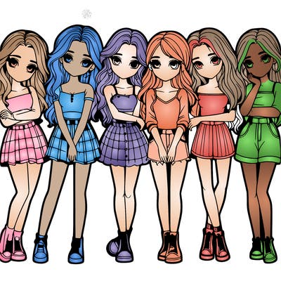 a group of girls realistic