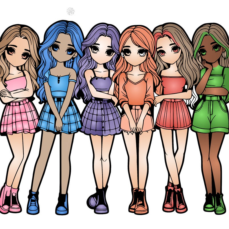 a group of girls realistic