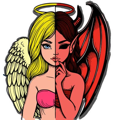 realistic angel half demon