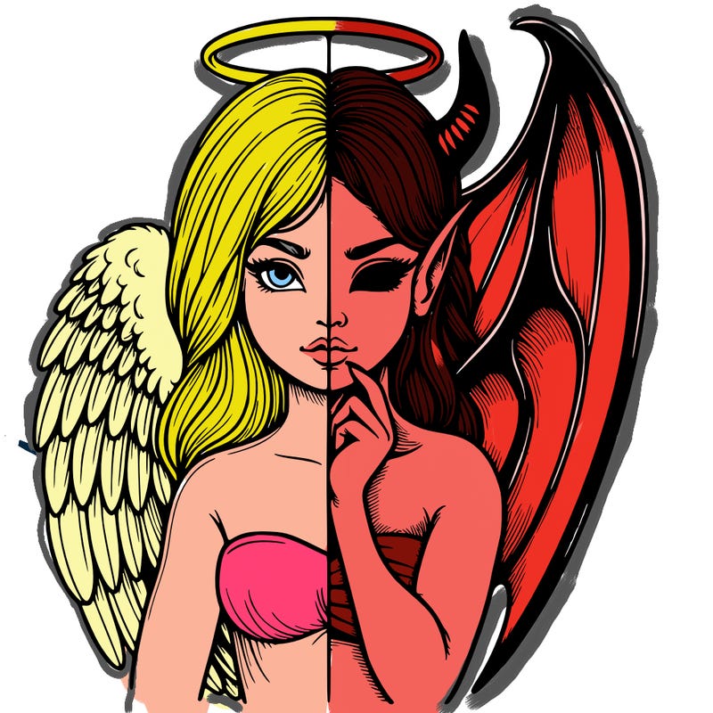 realistic angel half demon