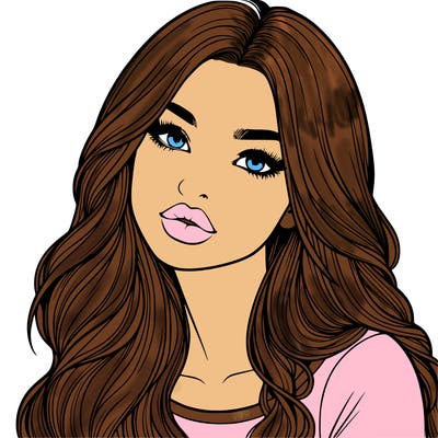 realistic girl with hair on her hair and lips