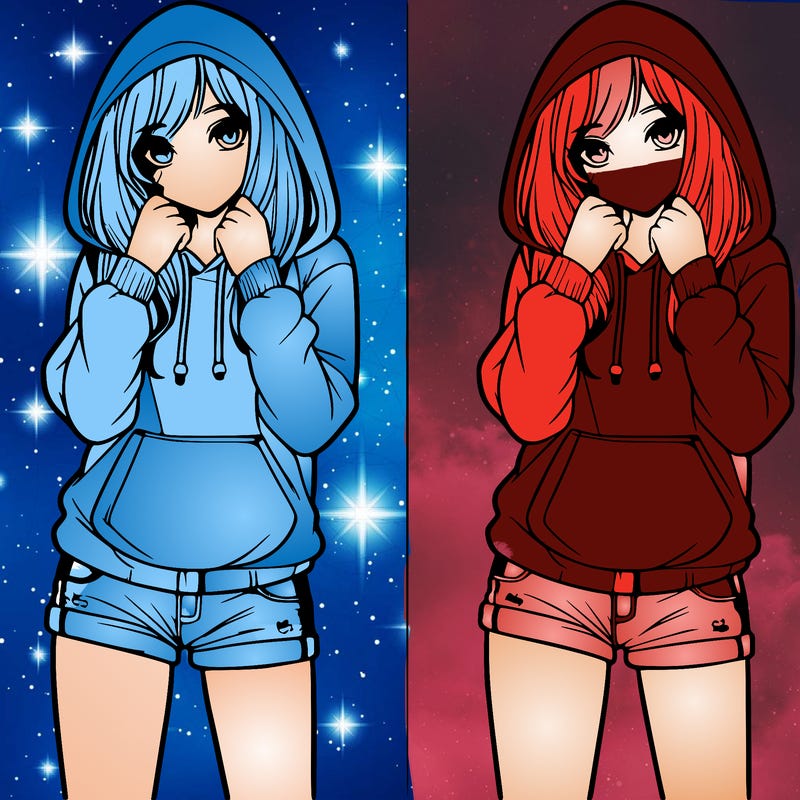 realistic girl in shorts and hoodie