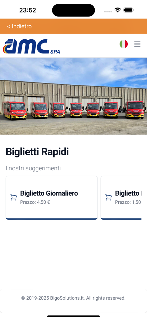 MOGO - Catanzaroでクイックバスチケットを購入するためのMOGOアプリ画面