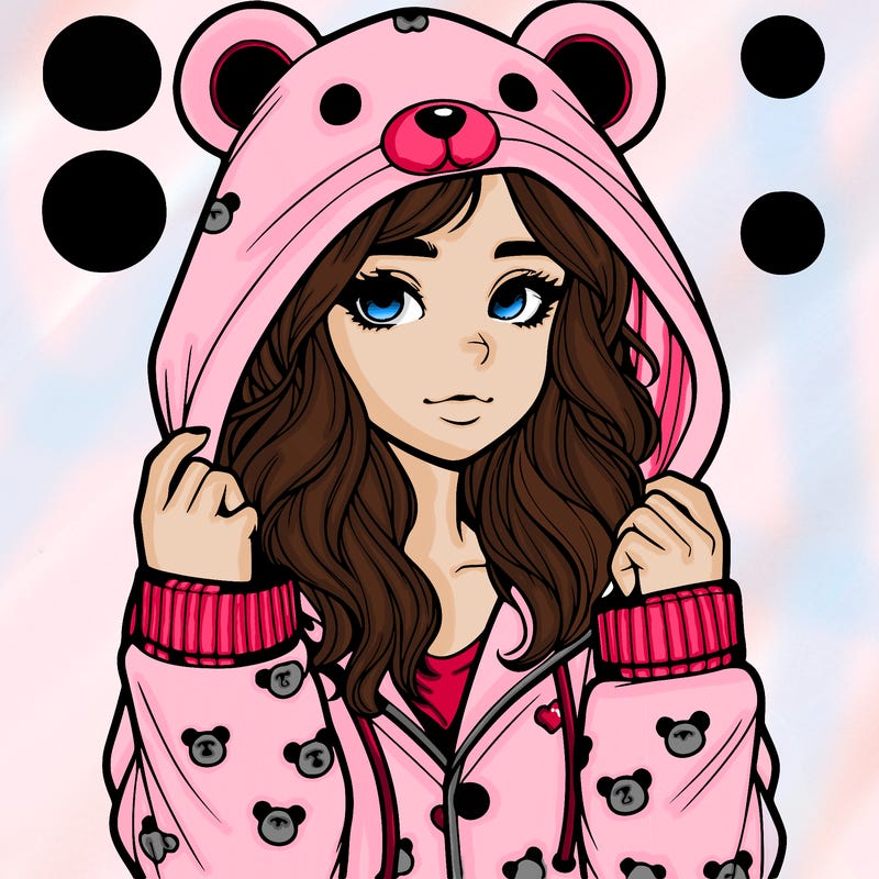 realistic girl in a animal pjs hoodie