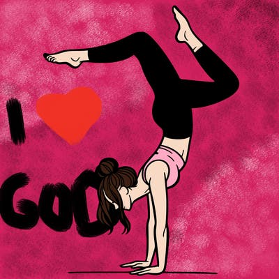 a woman doing a handstand