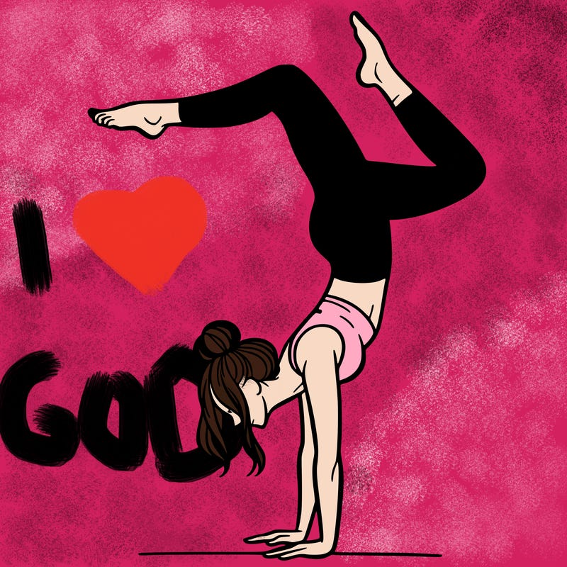 a woman doing a handstand