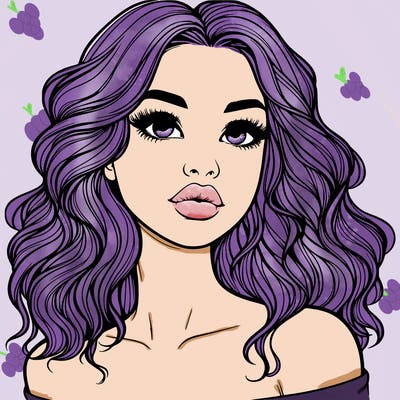 realistic girl with wavy hair and lips