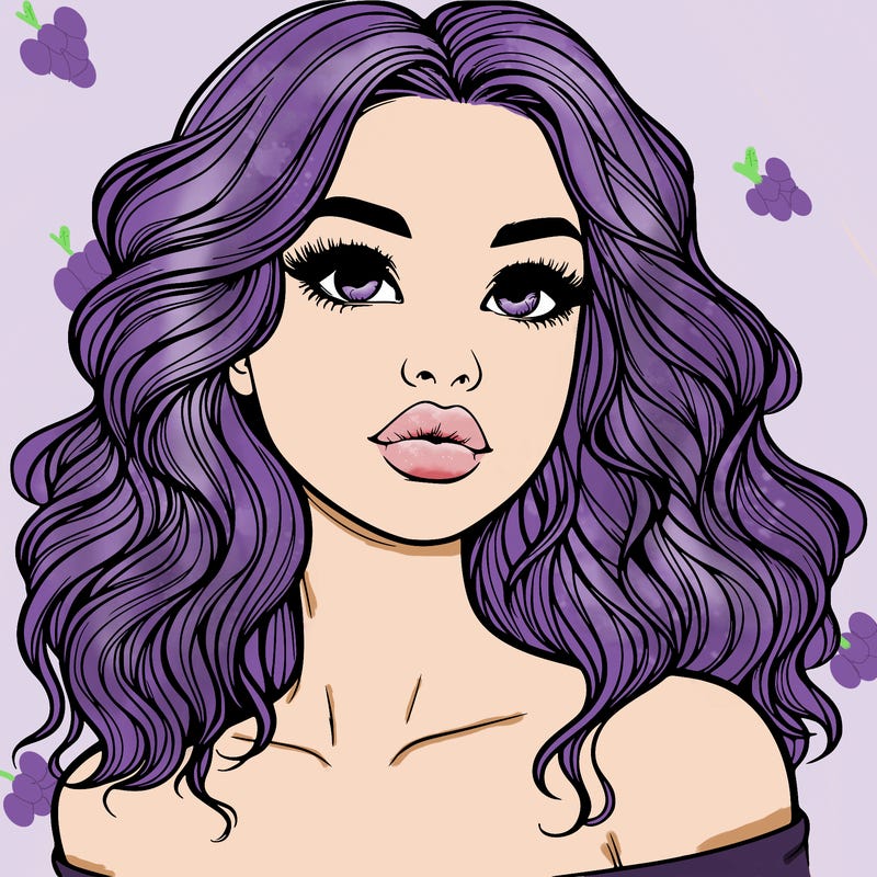 realistic girl with wavy hair and lips
