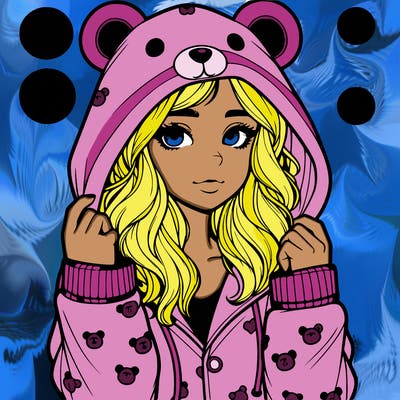 realistic girl in a animal pjs hoodie