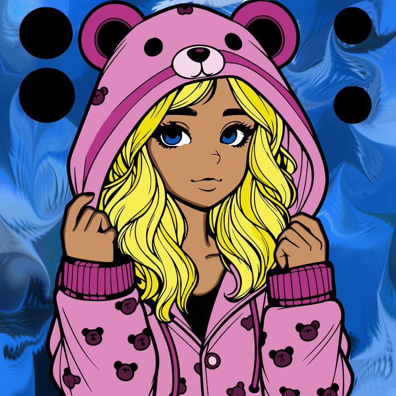 realistic girl in a animal pjs hoodie