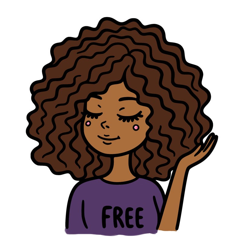 free woman with curly hair
