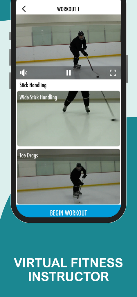 Fitivity Hockey Training - Fitivity hockey training app showing stick handling and toe drag workout videos